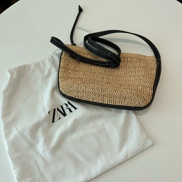 Messenger Bag Zara Raffia Zara Bags Zara Tan And Black Soft Raffia